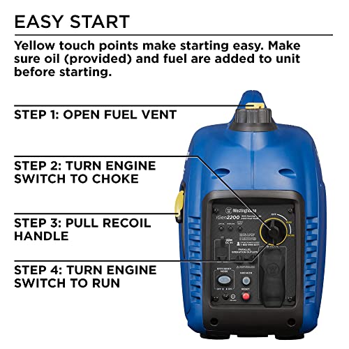 Westinghouse 2200 Peak Watt Super Quiet & Lightweight Portable Inverter Generator, Gas Powered, Parallel Capable, Long Run Time - style: 2200 Watts - Gas Only