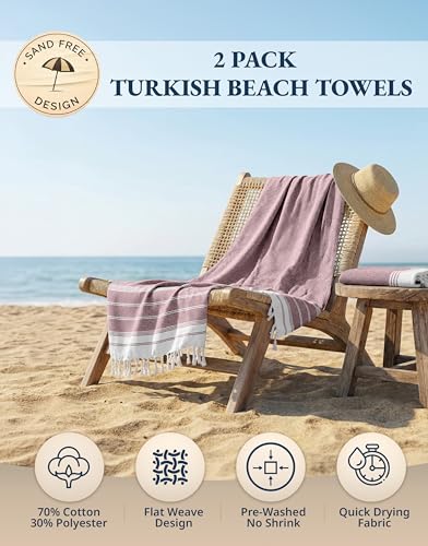 LANE LINEN Beach Towels for Women, 2 Pack Large Beach Towels Oversized, Pre-Washed, No-Shrink Sand Free, Quick Dry, Lightweight Travel Towel, Soft Beach Bath Towel, 39"x71" - Fired Brick - color: 41: Fired Brick, size: Pack of 2