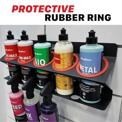Maxshine Universal Detailing Spray Bottle Holder – Mobile Detailing & Car Garage Organizer, Holds 5 Bottles (16oz) with 4 Small Holes – Lightweight Design, Easy Wall Mounting