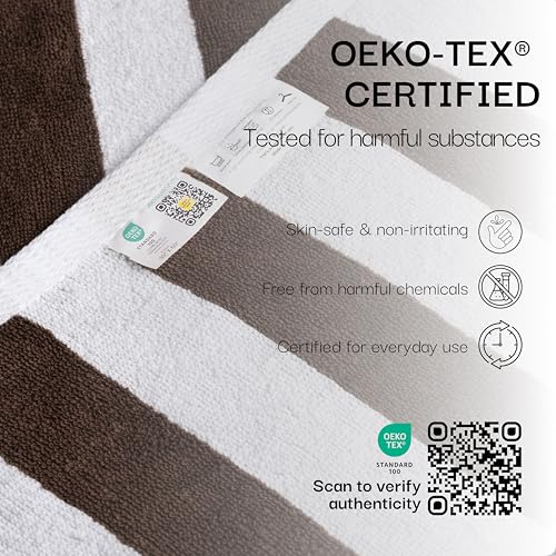 Salt Earth Cotton Striped Beach Cabana Towel, 4 Pack - 30"x60" Quick Dry Towels, Pool Essentials, Travel, Gym & Bathroom Towels, Oversized Beach Vacation EssentialsCoffee Brown - color: Coffee Brown, size: Pack of 4