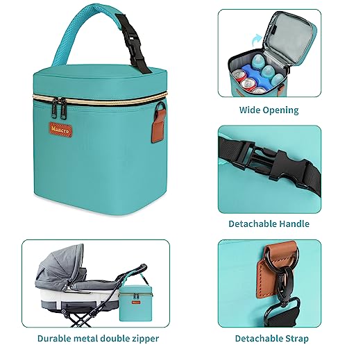 Mancro Breastmilk Cooler Bag with Ice Pack, Insulated Baby Bottle Tote Bag Fits up to 6 Bottles of up to 9 Ounces, Baby Bottle Bag for Nursing Mothers, Green - color: Green
