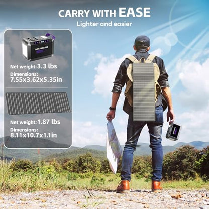 MARBERO 172Wh Solar Generator with 40W Solar Panel, Portable Solar Power Station 200W, Camping, Outdoor, Hiking, Fishing, Emergency, CPAP - color: Purple Black