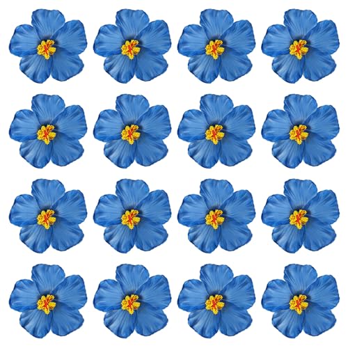 PATIKIL Hawaiian Hibiscus Flowers, 16 Pack Artificial Flowers Hair Clip DIY Foam Hibiscus Flower for Tabletop Decoration Party Favors Supplies, Blue - color: Blue