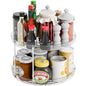 2 Tier Lazy Susan Turntable for Cabinet,Countertop,Pantry,12"W Spinning Seasoning Organizer,Double Rotating Kitchen Spice Rack Organizer and Condiments,Medicine,Vitamin Bottle Organizer Carousels,1Pc - size: 12"W-2Tier-1 Pack