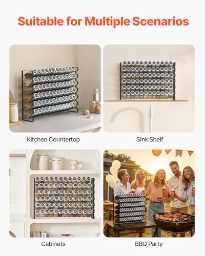 VEVOR Spice Rack Organizer for Cabinet, Spice Organizer with 72 Empty Spice Jars, Lids, Spice Labels, and Funnel Complete Set, Seasoning Organizer for Countertop, Kitchen, Pantry, Cupboard, 23x16 in - size: 23x16 in