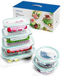 6-Pack Borosilicate Glass Food Storage Containers Set with Airtight Lids - Oven, Microwave & Freezer Safe, Leak-Proof, BPA-Free - Baking, Meal Prep & Gift Ready
