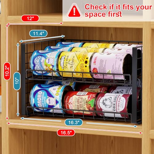 Sbanmao 2-Pack Stackable Can Organizer for Pantry, Adjustable Can Holder Rack for Canned Food Soda Drink Goods Storage up to 36 Cans Storage, 2 Tier, Black - style: 2-Tier 2-Pack