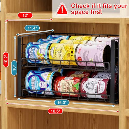 Sbanmao 2-Pack Stackable Can Organizer for Pantry, Adjustable Can Holder Rack for Canned Food Soda Drink Goods Storage up to 36 Cans Storage, 2 Tier, Black - style: 2-Tier 2-Pack