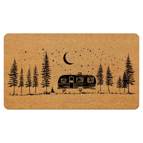 Camping Door Mat, Vintage Celestial Forest RV Camper Doormat Bathmat for Bathroom Home Outdoor Indoor Entrance, Camping Welcome Mats for Front Door Porch Entryway, 17x30 Inches - color: The Camping Night