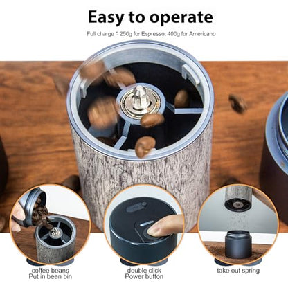 CERA+ CGE01 Portable Burr Coffee Grinder Electric Espresso Grinder Machine Suitable for Travel,Camping,Hiking with Bag,Gold - color: Champagne Gold