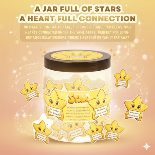 Long Distance Relationship Gift - Positive Star Jar with 60 Affirmation Cards, Moving Away Friendship, Star Gifts for Friend Couple Boyfriend Girlfriend Coworker, Inspirational Keepsake - color: Positive Star