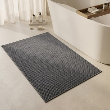 Triohero Large Bathroom Rugs Non Slip Washable Bath Rugs Super Absorbent Bathroom Rug Thin Quick Dry Low Pile Bath Mats, Dark Grey 36"x48" - color: Dark Grey, size: 36"x48"