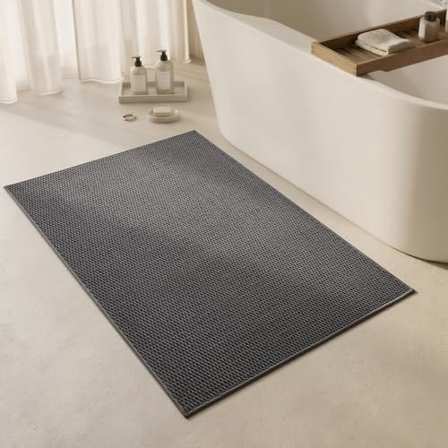 Triohero Large Bathroom Rugs Non Slip Washable Bath Rugs Super Absorbent Bathroom Rug Thin Quick Dry Low Pile Bath Mats, Dark Grey 36"x48" - color: Dark Grey, size: 36"x48"