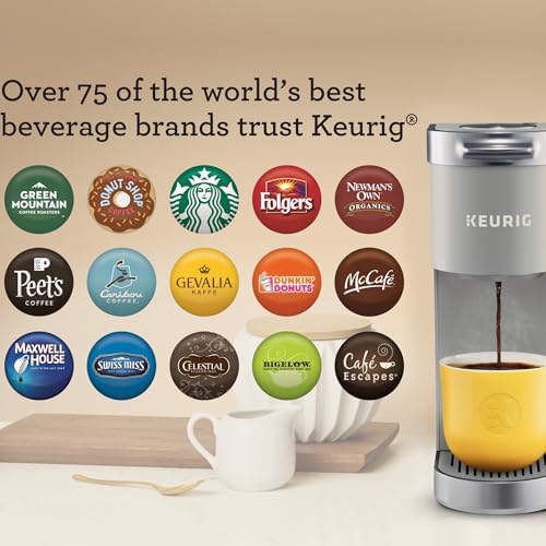 Keurig K-Mini Plus Single Serve K-Cup Pod Coffee Maker, with 6 to 12oz Brew Size, Stores up to 9 K-Cup Pods, Travel Mug Friendly, Studio Gray
