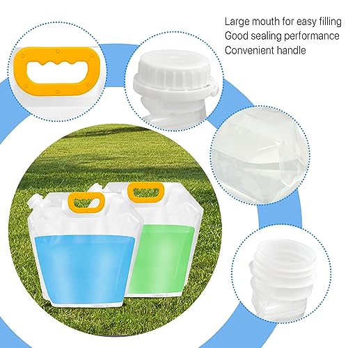 12 Pack Collapsible Water Container Bag 1.3 Gallon Emergency Foldable Water Container BPA Free Food Grade Plastic Storage Jug Freezable Water Bottle for Camping Hiking Riding Backpack