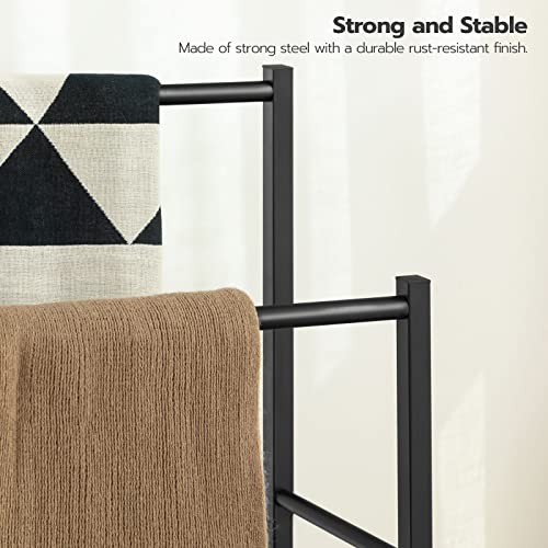 HOOBRO Free Standing Towel Rack for Bathroom, 16.5" L x 9.4" W x 31.5" H, 2 Tier Blanket Rack, Blanket Holder, Drying and Display Rack with Shelf, Black BB02LB01 - color: Black + Black, size: 16.5"L x 9.4"W x 31.5"H