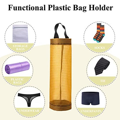 TOGETRUE Plastic Bag Holder, Mesh Grocery Bag Holder Hanging Storage Bag Dispenser (Yellow 2 Packs) - color: Yellow 2 Packs