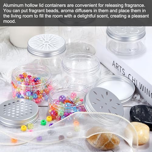 HARFINGTON 8 Pcs Empty Scent Beads Storage Container 3oz/80ml Air Freshener Tins Round Refillable Spice Containers Plastic Jars Sample for Travel Storage - size: 80ml