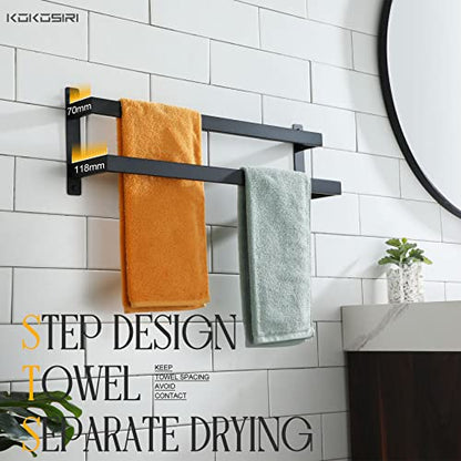 KOKOSIRI Towel Bars Black Bath Towel Holders 24-Inch Bathroom 2-Tiers Ladder Towel Rails Wall Mounted Towels Shelves Rack Stainless Steel, B5008BK-L24 - color: Matte Black, size: 24-Inch