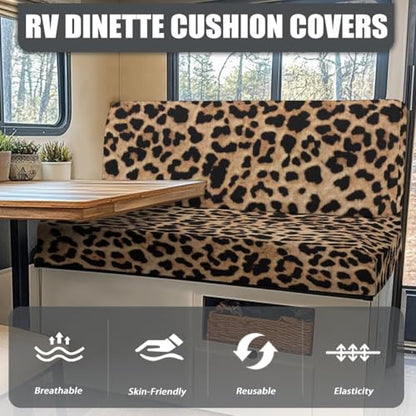 Leopard Print RV Dinette Cushion Covers,Camper Cushion Slipcovers Replacement Sofa Cushions Washable Slipcovers for Travel Trailer Couch Camper Moving Protector - color: Leopard Print