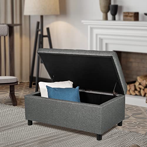 Joveco Rectangular Lift Top Storage Ottoman Bench, Tufted Storage Bench for Living Room Entryway Bedroom (Gray) - color: Fabric Gray