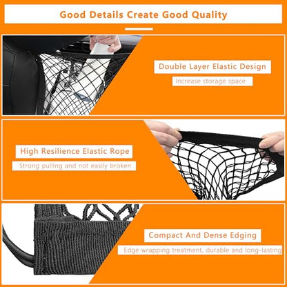 Dog Cars Barriers,Car Seat Storage Net, Motorcars Isolation Mesh, Easy to Install, Suitable for Cars SUV, Used for Safe Driving of Children & Pets, Dog Net Barrier of Car (Double-Layer)