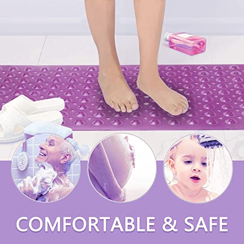 Sheepping Baby Bath Mat Non Slip Extra Long Bathtub Mat for Kids 40 X 16 Inch - Eco Friendly Bath Tub Mat with 200 Big Suction Cups,Machine Washable Shower Mat (Purple) - color: Purple