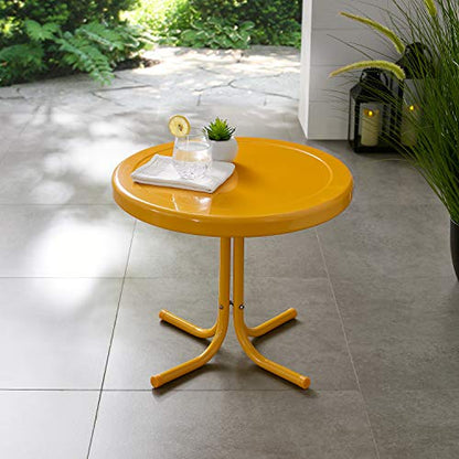 Crosley Furniture Griffith Weather Resistant Retro Metal Outdoor Side Table for Patio, Deck, Porch, Tangerine - color: Tangerine