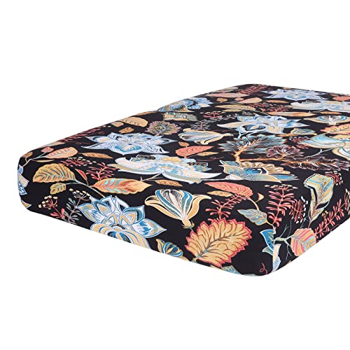 hyha Printed Couch Cushion Covers, Floral Sofa Covers Washable for 3 Cushion Couch, Stretch Pattern Outdoor Cushion Covers for Patio Furniture with Elastic Bottom(Large, Floral) - color: Black & Orange, size: Seat Cover Large