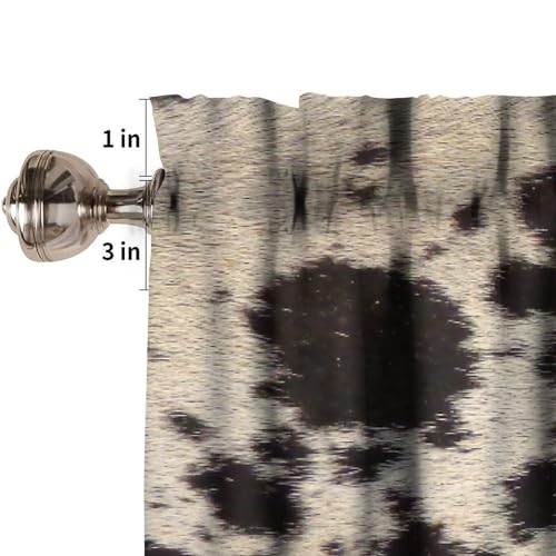 Highland Cowhide Valance Curtain, Brown Cow Rustic Western Farmhouse Animals Skin Wildlife Fur Print Blackout Short Window Treatment for Kitchen Bedroom, 54x18inch - color: Cowhide-9