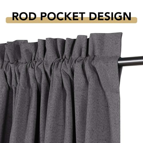 H.VERSAILTEX Linen Look 100% Blackout Curtains 45 Inches Long for Bedroom Full Light Blocking Rod Pocket 42 Inches Wide Linen Textured Thick Window Curtain Drapes with White Backing, Grey, 2 Panels - color: Grey, size: 42"W x 45"L (Pack of 2)