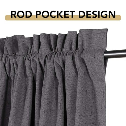 H.VERSAILTEX Linen Look 100% Blackout Curtains 45 Inches Long for Bedroom Full Light Blocking Rod Pocket 42 Inches Wide Linen Textured Thick Window Curtain Drapes with White Backing, Grey, 2 Panels - color: Grey, size: 42"W x 45"L (Pack of 2)