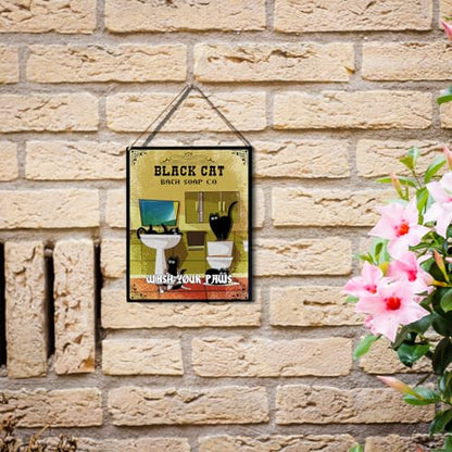 wall-pediments MP 475 Black Cat Bath Soap Co. 4-Cat Chaos Plaque, 6.7 x 10 Inches Funny Cat Bathroom Decor - color: Generic 9960