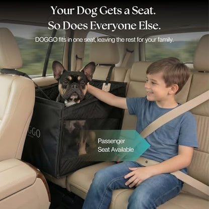 Dog Car Seat Cover with Hard Bottom – Back Seat Extender for Dogs Up to 35 lbs, Waterproof Non-Slip Hammock, Rigid Reinforced Base with Triple Security System, Storage Pockets, fits Cars SUVs Trucks - color: Black
