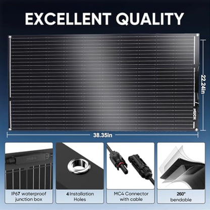 200W Flexible Solar Panel Kit, Lightweight Monocrystalline Ultra-Flexible Bendable Mono Off-Grid Charger with 30A Charge Controlle for 12-24V Battery Charging Car Battery Camping Stuff (2 * 100W) - size: 200W Kit