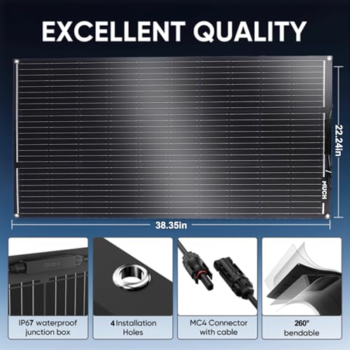 100W Flexible Solar Panel Kit for RV Boat, 12V Monocrystalline Ultra-Flexible Bendable Mono Off-Grid Charger with 30A Charge Controlle for 12-24V Battery Charging Car Battery Camper RV Yacht Boat - size: 100W Kit