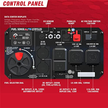 A-iPower 7600W Dual Fuel Quiet Portable Inverter Generator, Electric Start RV Ready, EPA & CARB Compliant CO Sensor, With Telescopic Handle For Backup Home Use, Tailgating & Camping (SUA7600iED)