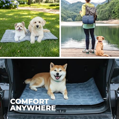 KindTail Nomad Nap Mat - Travel Dog Bed - Machine Washable, Water-Resistant Dog Mat for Pets up to 50 lbs - Lightweight, Portable Pet Bed with Carry Handle - Folds to 14 x 9 x 5 (1.5 lbs, Blue) - color: Blue