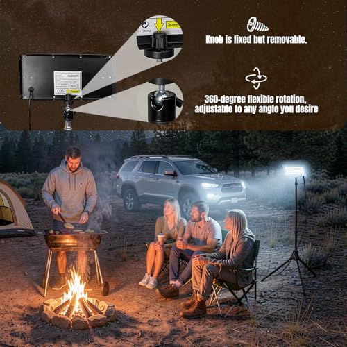 USB Telescopic Camping Light – External Power Bank Powered, Adjustable Tripod,Adjustable Brightness & Color Temperature for Outdoor,Camping,Hiking,Emergency Lighting(50 LEDs) - color: Camping Light