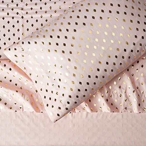 Intelligent Design Microfiber Cozy Bed Sheet Set, Modern All Season Bedding & Pillowcases, Premium 14" Elastic Pocket Fits up to 16" Mattress, Twin XL Blush/Gold Metallic Dot 3 Piece - color: Blush/Gold Metallic Dot, size: Twin XL