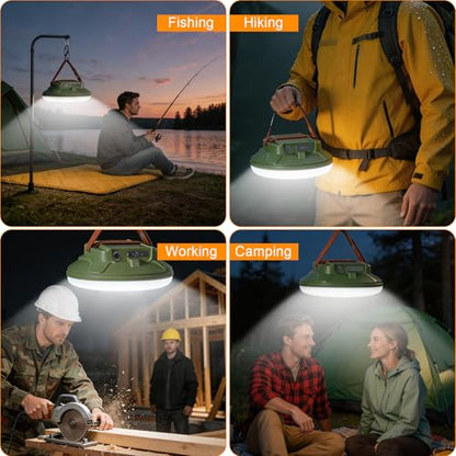 CREATE BRIGHT Camping Lights, Tent Lights for Camping, Rechargeable LED Camping Lantern with 4 Light Modes & Tripod Mount , Waterproof Tent Light for Emergency, Outdoor, Photography, Repair, Hurricane - color: Ink green