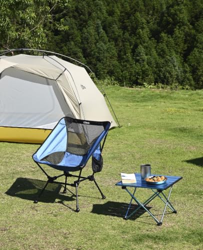 iClimb Ultralight Compact Camping Folding Beach Chair with Anti-Sinking Large Feet and Back Support Webbing (Blue - Square Frame) - color: Blue (Square Frame)