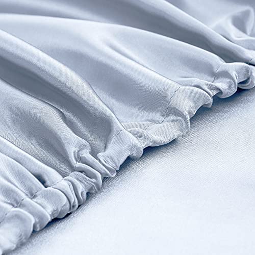 Homiest 3pcs Satin Sheets Set Luxury Silky Satin Bedding Set with Deep Pocket, 1 Fitted Sheet + 1 Flat Sheet + 1 Pillowcases (Twin Size, Baby Blue) - color: Baby Blue, size: Deep pocket - Twin size
