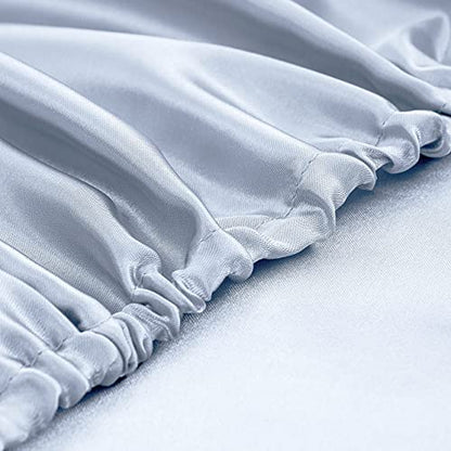 Homiest 3pcs Satin Sheets Set Luxury Silky Satin Bedding Set with Deep Pocket, 1 Fitted Sheet + 1 Flat Sheet + 1 Pillowcases (Twin Size, Baby Blue) - color: Baby Blue, size: Deep pocket - Twin size