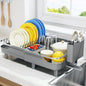 Urackify Dish Drying Rack for Kitchen Counter, Expandable Stainless Steel Dish Racks with Adjustable Water Spout, Space Saving Dish Drainer with Cutlery Holder,16.14"-23.62" L x 12.99" x 8.78",Grey - color: Gray