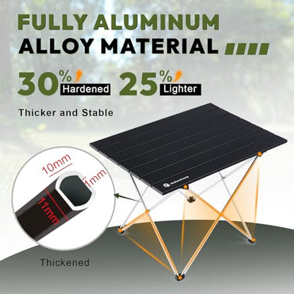 MellowCamp Camping Side Table, Ultralight Aluminum Folding Table, Small Compact Portable Ideal for Beach, Outdoor Cooking, Hiking, Camping, Picnics (Black,Medium) - size: Medium - 22 "x15.9 "x16.1 "