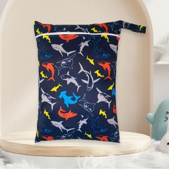 1 Pack Waterproof Wet Dry Bag with Zippered Pockets, Reusable Wet Bag for Swimsuits or Clothes, 14.17x10.24inch - Dark Blue