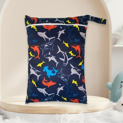 1 Pack Waterproof Wet Dry Bag with Zippered Pockets, Reusable Wet Bag for Swimsuits or Clothes, 14.17x10.24inch - Dark Blue