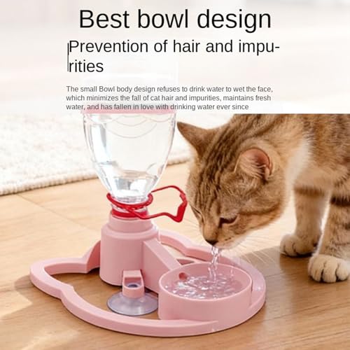 Cat Water Fountain Stand, Automatic Anti-Tipping Pet Supplies, Kitten Water Bottle Basin Stand, Pet Wa-TER Dispenser Station Stands for Puppy Kitten Breed Balcony - color: Pink