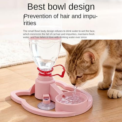 Cat Water Fountain Stand, Automatic Anti-Tipping Pet Supplies, Kitten Water Bottle Basin Stand, Pet Wa-TER Dispenser Station Stands for Puppy Kitten Breed Balcony - color: Pink